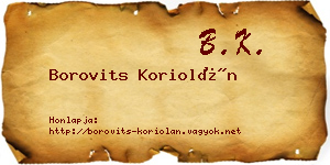 Borovits Koriolán névjegykártya